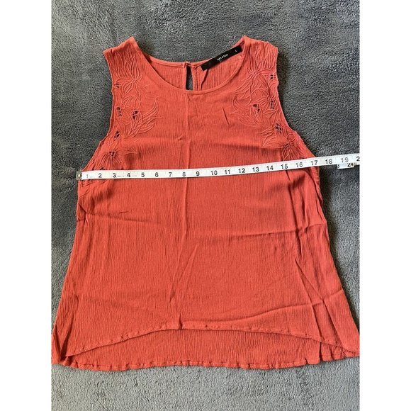 Fun 2 Fun Stitch Fix Orange Floral Detailed 100% Rayon Sleeveless Blouse Large - Picture 7 of 9